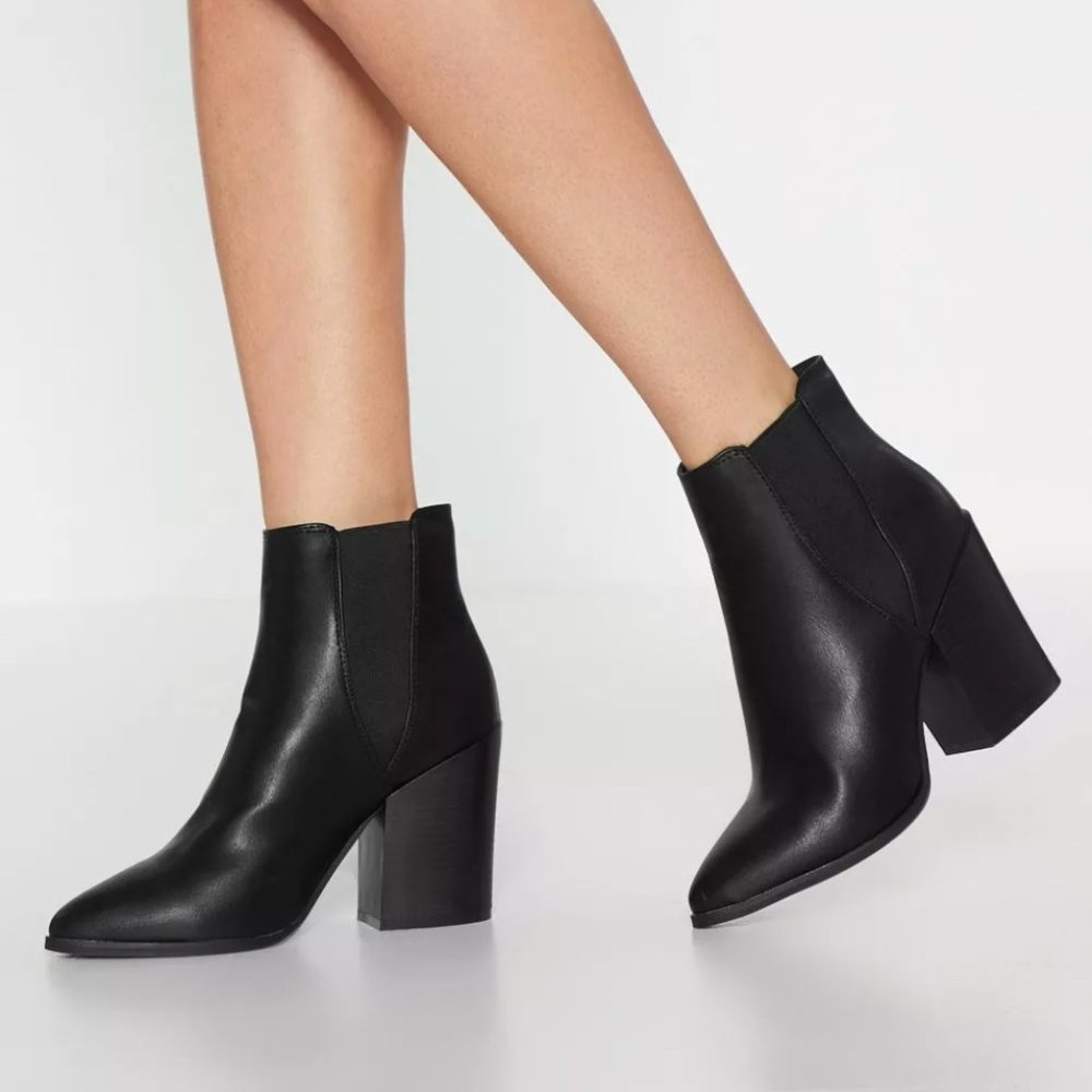 NEW Faux Leather Pointed Toe Chelsea Boots